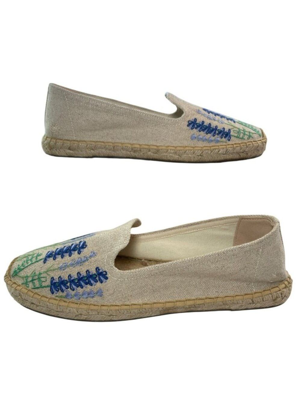 Soludos Espadrilles Smoking Slipper Natural Undyed Embroidered Wmn's Sz US 9-9.5